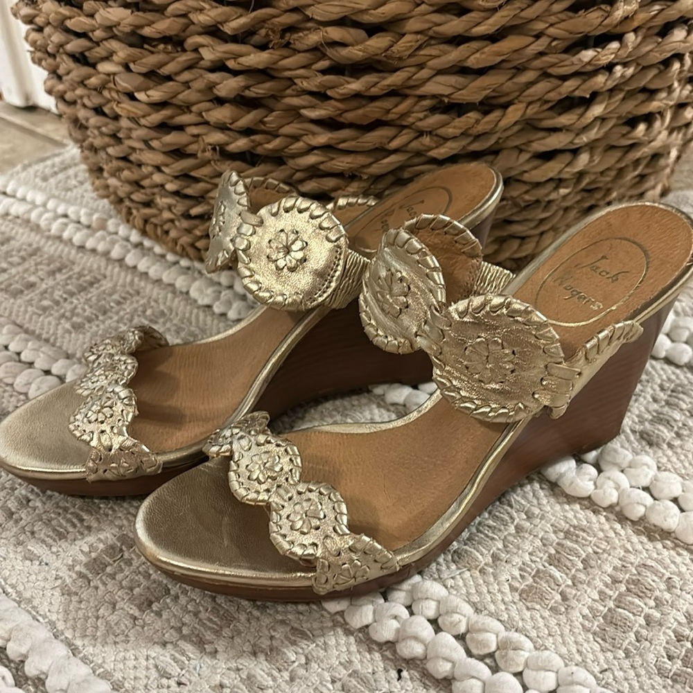 Jack Rogers Wedge Sandals Gold